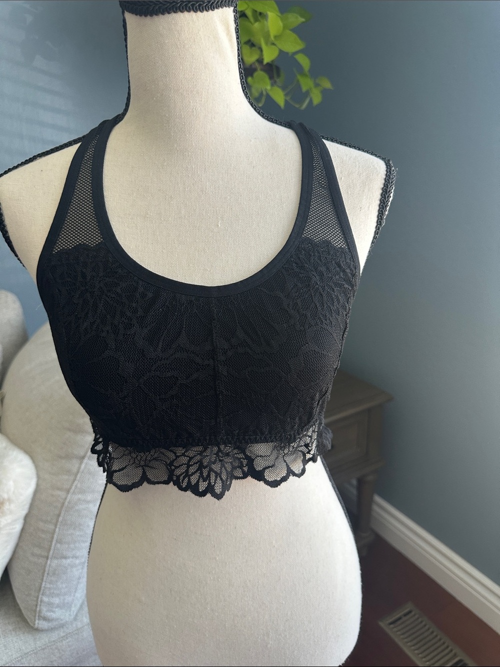 PINK Victoria's Secret Black Lace Racerback Bralette